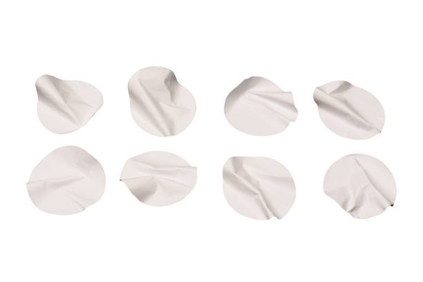istock Round white stickers, blank tags labels isolated on a white background. 2112385551