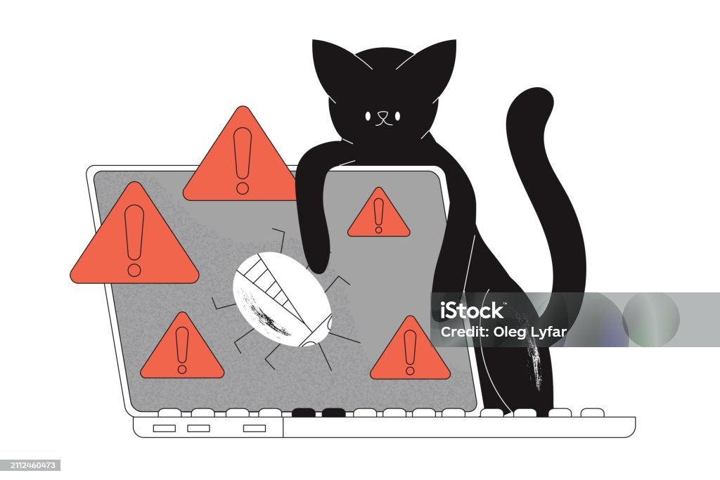 Cat Computer System Error Software Testing Concept Cat Finding Searching Looking For Bugs Errors ...
