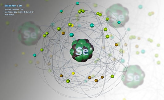 Selenium Isotope Pattern Atom Of Selenium With Detailed Core And Its 34 Electrons On White With ...