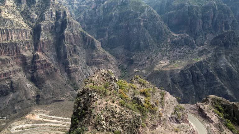 Aerial Drone Footage Batopilas Canyon in The Sierra Madre Mountains of Southern Chihuahua, Tarahumara Country