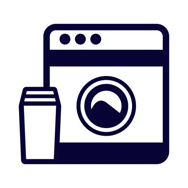 Vector illustration of washing, laundry, electronic, machine, washing machine icon