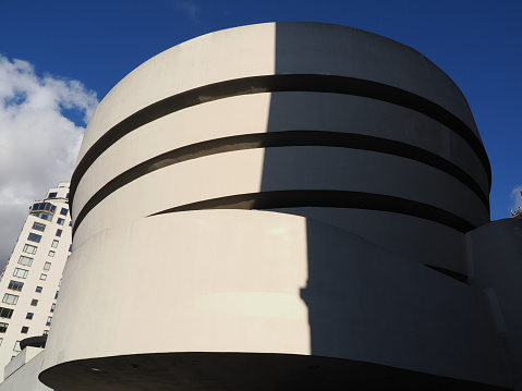 New York, USA - December 29, 2023: Exterior image of the Guggenheim Museum.