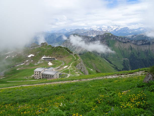 the misty mountains on top of Rocher de Naye