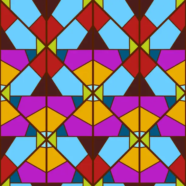 Vector illustration of Seamless vector pattern with stained glass colored glasses