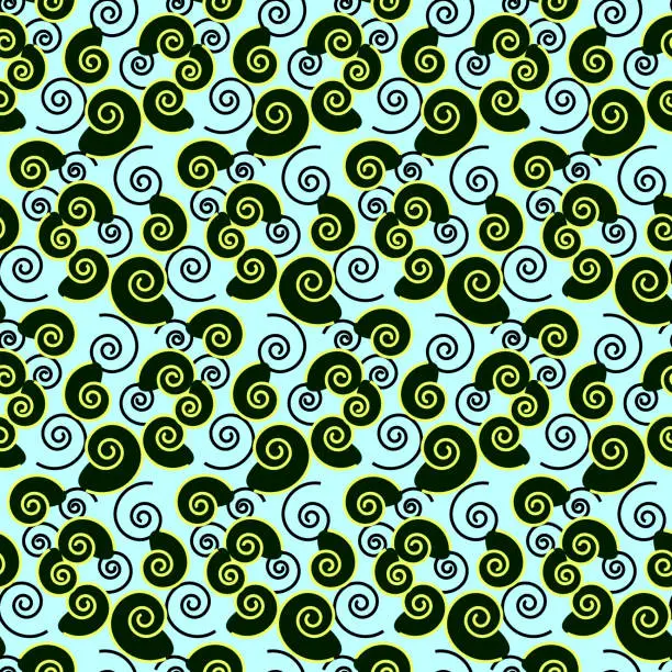 Vector illustration of Seamless vector pattern with trendy elements of snails and springs