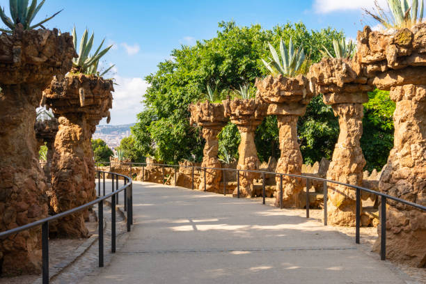 Alley in Park Guell, Barcelona, Spain