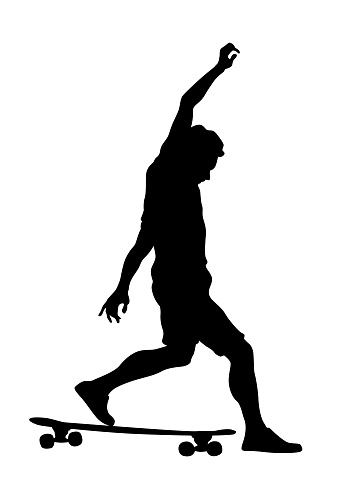 Silhouette athletes of skates on white background