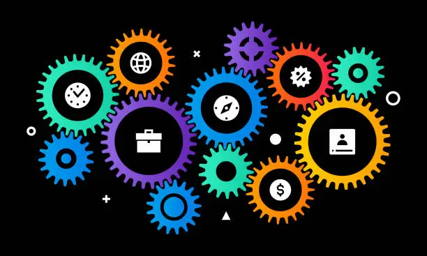 Vector illustration of Gears Infographic for Business Management