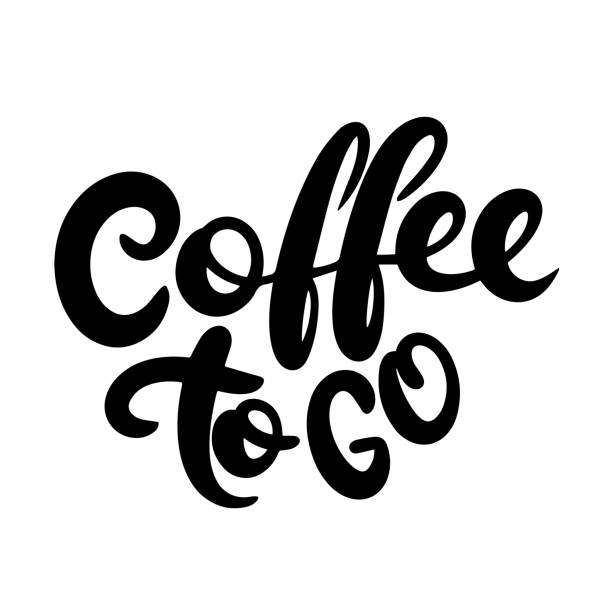 ilustraciones, imágenes clip art, dibujos animados e iconos de stock de texto de coffee to go - black abstract engraved image coffee