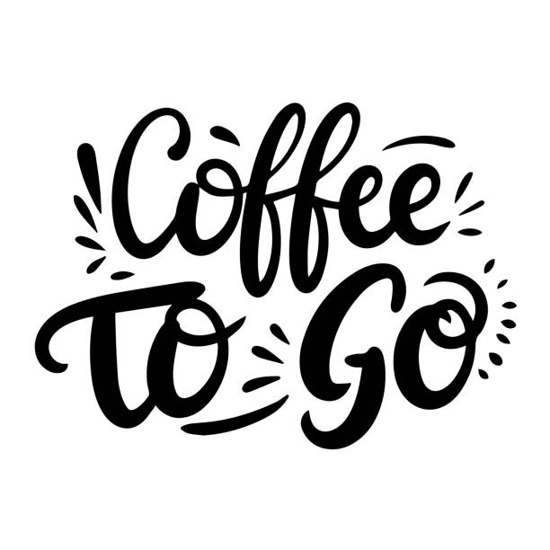 ilustraciones, imágenes clip art, dibujos animados e iconos de stock de texto de coffee to go - black abstract engraved image coffee