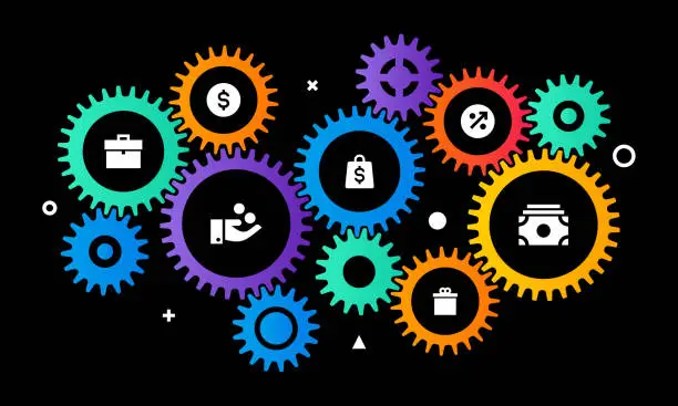 Vector illustration of Gears Infographic for Finance Technology