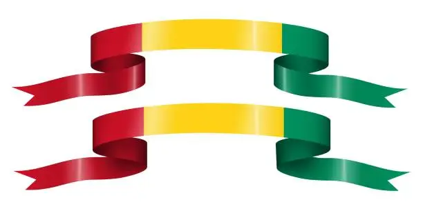 Vector illustration of set of flag ribbon with colors of Guinea for independence day celebration decoration