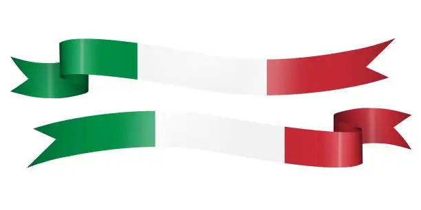 Vector illustration of set of flag ribbon with colors of Italy for independence day celebration decoration