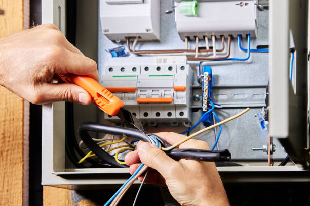 istock Connection of high-voltage cable to electrical board, removal of over jacket. 2112674122