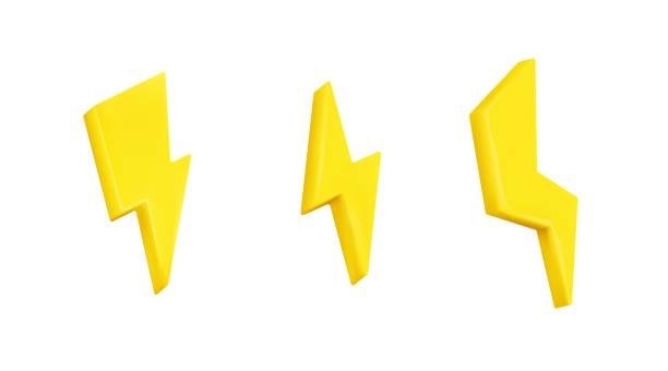 Thunderbolt lightning icon set. Symbol of electricity and danger Thunderbolt lightning icon set. Symbol of electricity and danger with energy shock and fast powerful vector action thunder bolt 3d stock illustrations