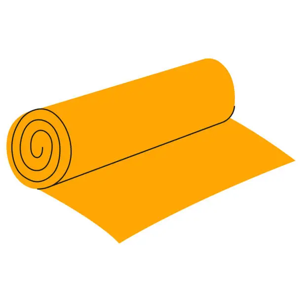 Vector illustration of Rolled Yoga mat  isolated on white background. Fitness equipments vector flat illustration.