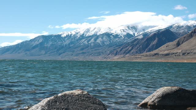 Beautiful view of Walker Lake Nevada near hawthorn mountainous view on a sunny day