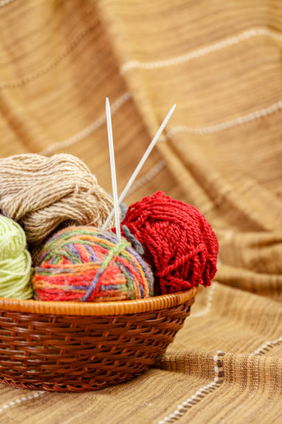 ball of wool on white background