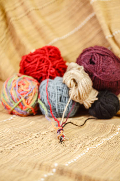 Colorful wool on display at a textile store