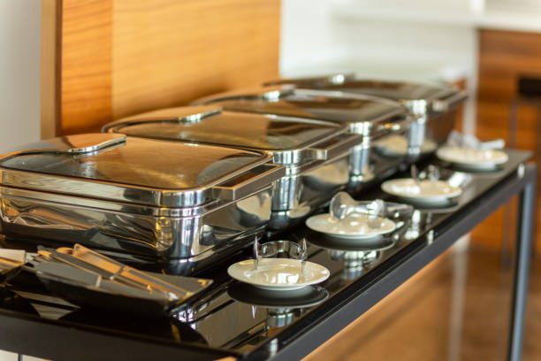 istock Row of closed chafing dishes 2112760095