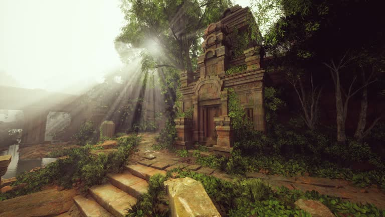 Ancient Temple Ruins Surrounded by Trees