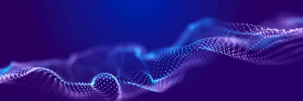 istock Futuristic wave of musical particles. Stream of running data. 3D rendering 2112823296