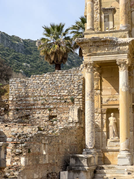 view of the ancient city of ephesus, founded in ancient anatolia - letter c imagens e fotografias de stock