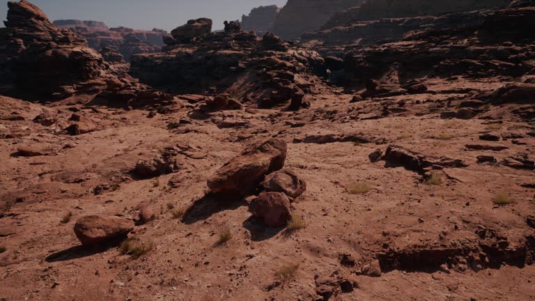 A rock formation in the middle of a desert