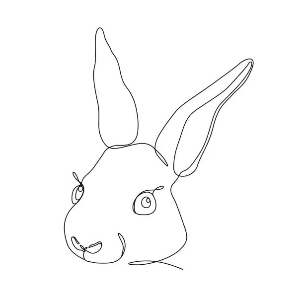 Vector illustration of Easter Bunny Face Continuous Single Line Drawing with Editable Stroke