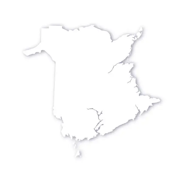 Vector illustration of New Brunswick, Canada Soft Drop Shadow Vector Map