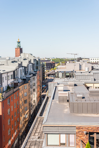 Stockholm, Sweden - July 05 2018: Rooftop view och stockholm city centre
