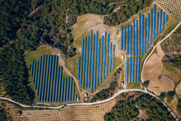 istock Aerial view of the solar panel power plant 2113004776