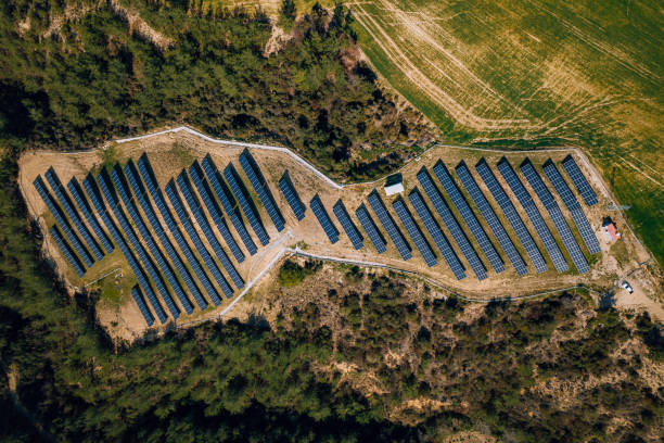 istock Aerial view of the solar panel power plant 2113006342