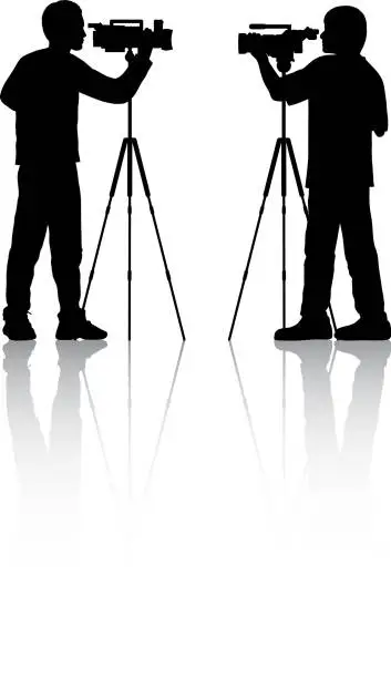 Vector illustration of Videographers Silhouette