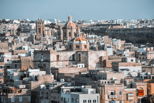 Beautiful Buildings Near Old Harbor In Valletta, Malta