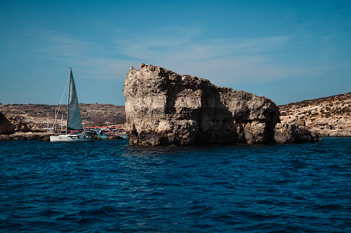 Tourist Yachts On Comino Island, Malta