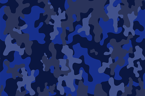 Full seamless blue camouflage skin pattern vector. Winter camo texture design for textile fabric printing and wallpaper.