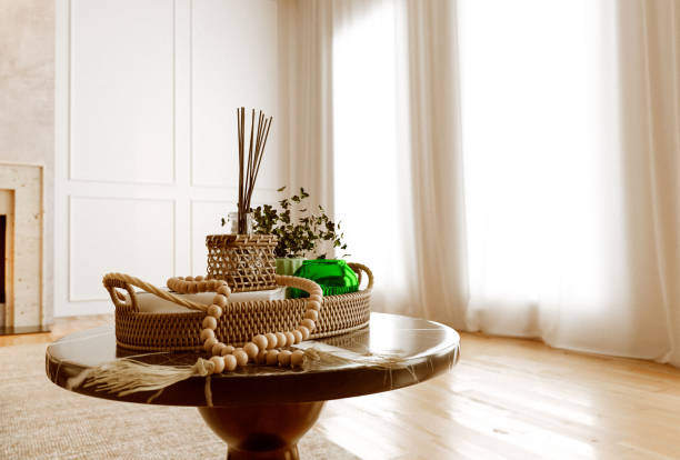 istock Close up of decoration with incense sticks on a small table 2113110364