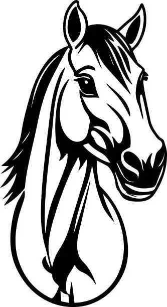 Vector illustration of Horse B&W Logo Silhouet Concept
