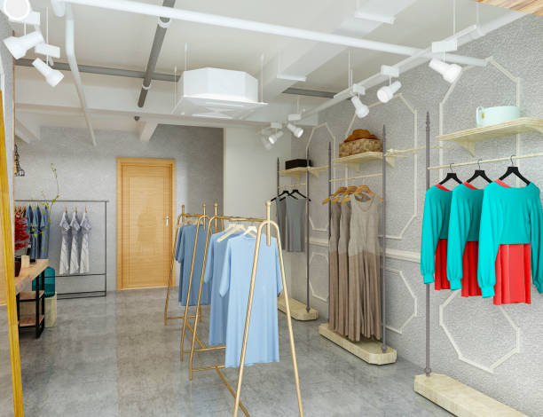 istock 3d render of dress shop 2113124127