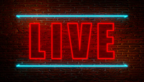 Live sign, entertainment and show business. Television industry, media event, entertainment show, theatre, arts and culture.