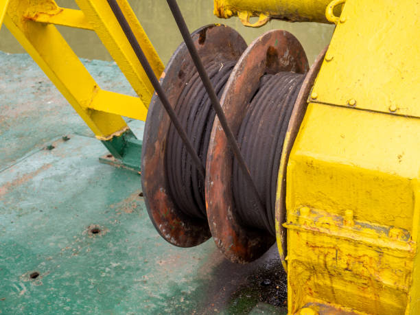 istock Winch lift for a boat. Mechanism close up. 2113183387