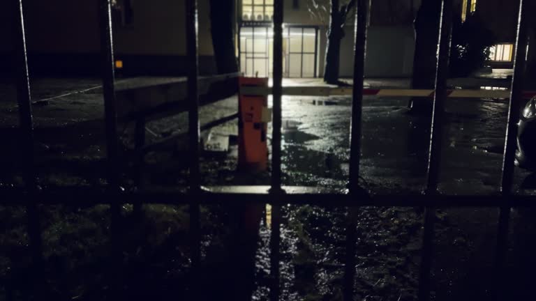 Fence, Lights, Night, Hospital