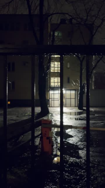 Fence, Lights, Night, Hospital