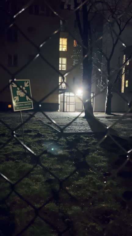 Fence, Lights, Night, Hospital