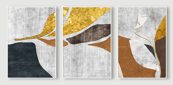 A digital illustration of three frames with abstract oil painting art for backgrounds
