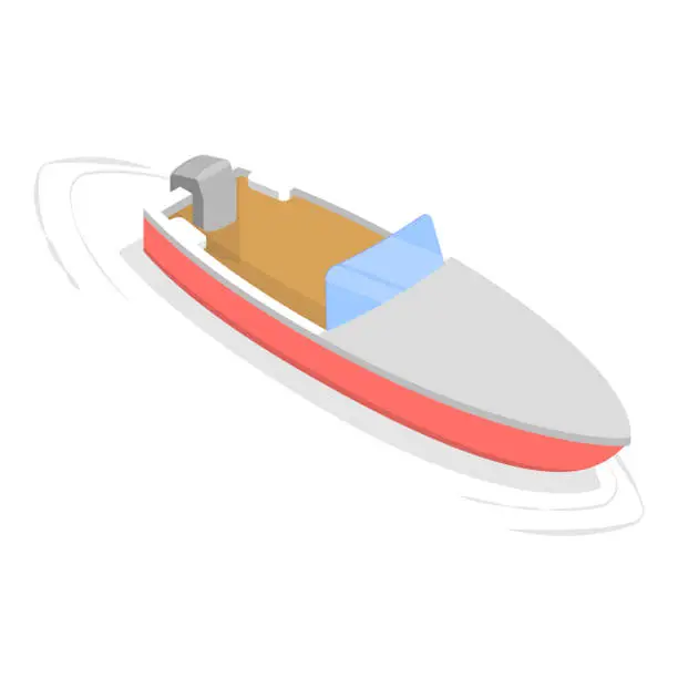 Vector illustration of 3D Isometric Flat Vector Set of Boats. Item 3