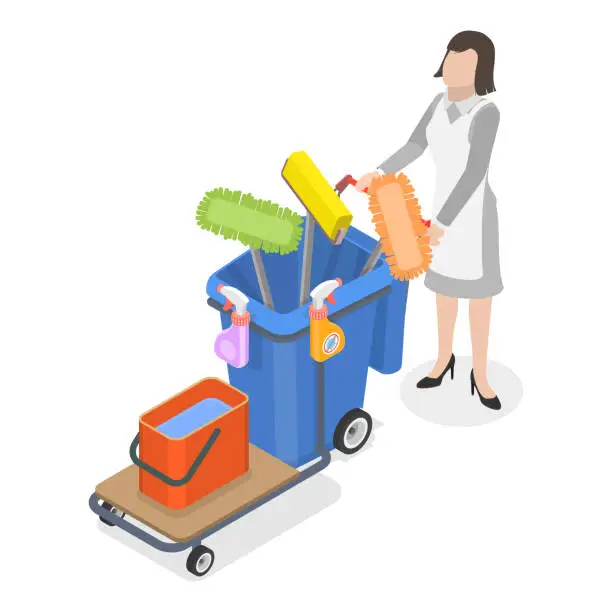 Vector illustration of 3D Isometric Flat Vector Set of Hotel Workers. Item 3