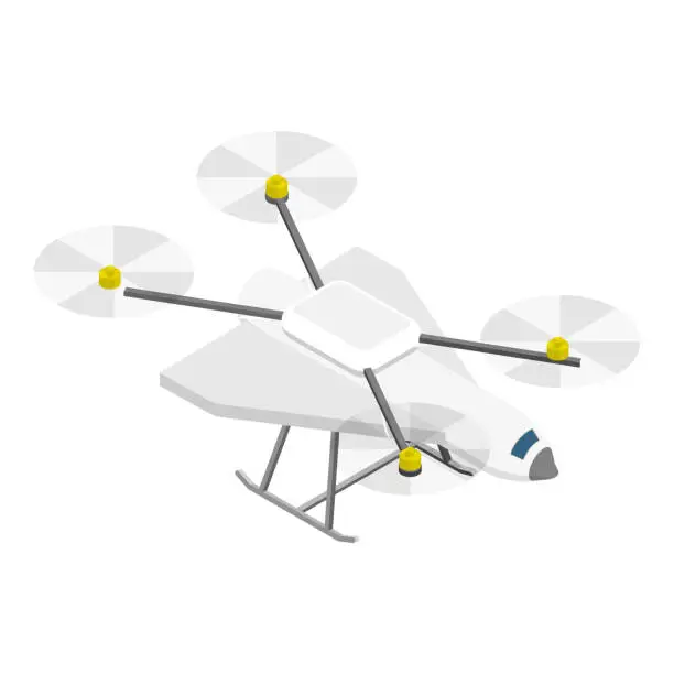 Vector illustration of 3D Isometric Flat Vector Set of Military Drones. Item 1