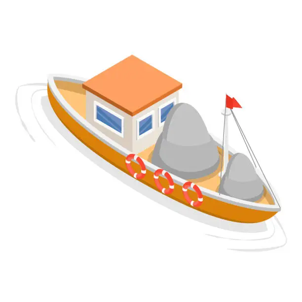 Vector illustration of 3D Isometric Flat Vector Set of Boats. Item 1